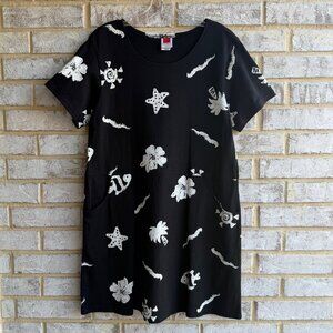 Red Ginger Short Sleeve Round Neck Tropical Beach T-Shirt Dress Women's Size M.